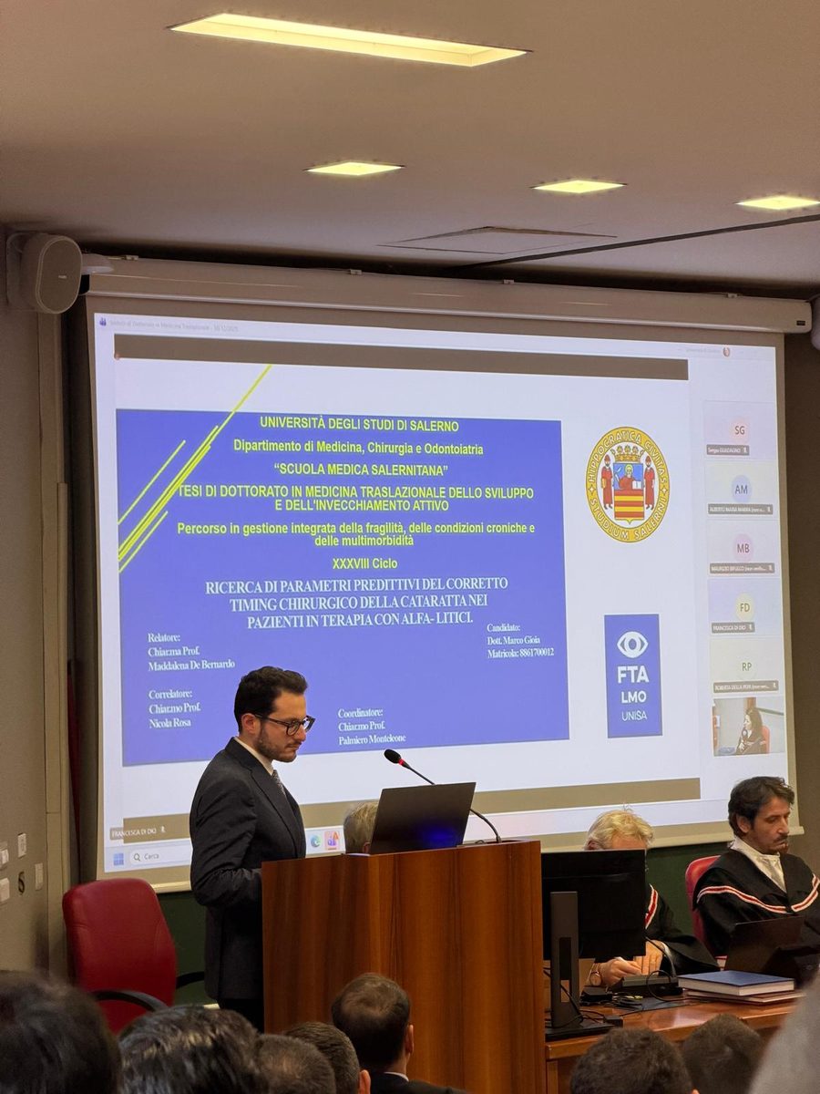 Il Dott. Gioia durante la discussione della Tesi di Dottorato